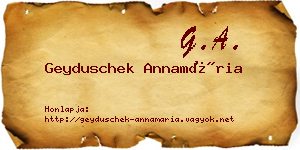Geyduschek Annamária névjegykártya